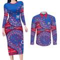 Western Bulldogs NAIDOC Week 2026 Couples Matching Long Sleeve Bodycon Dress and Long Sleeve Button Shirt Australian Aboriginal Dot Art Dreamtime Pattern Style