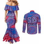 Western Bulldogs NAIDOC Week 2026 Couples Matching Mermaid Dress and Long Sleeve Button Shirt Australian Aboriginal Dot Art Dreamtime Pattern Style