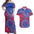 Western Bulldogs NAIDOC Week 2026 Couples Matching Off Shoulder Maxi Dress and Hawaiian Shirt Australian Aboriginal Dot Art Dreamtime Pattern Style