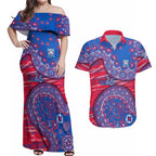 Western Bulldogs NAIDOC Week 2026 Couples Matching Off Shoulder Maxi Dress and Hawaiian Shirt Australian Aboriginal Dot Art Dreamtime Pattern Style