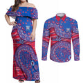 Western Bulldogs NAIDOC Week 2026 Couples Matching Off Shoulder Maxi Dress and Long Sleeve Button Shirt Australian Aboriginal Dot Art Dreamtime Pattern Style