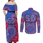 Western Bulldogs NAIDOC Week 2026 Couples Matching Off Shoulder Maxi Dress and Long Sleeve Button Shirt Australian Aboriginal Dot Art Dreamtime Pattern Style