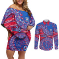 Western Bulldogs NAIDOC Week 2026 Couples Matching Off Shoulder Short Dress and Long Sleeve Button Shirt Australian Aboriginal Dot Art Dreamtime Pattern Style