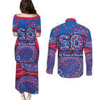 Western Bulldogs NAIDOC Week 2026 Couples Matching Puletasi and Long Sleeve Button Shirt Australian Aboriginal Dot Art Dreamtime Pattern Style