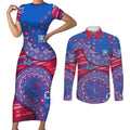 Western Bulldogs NAIDOC Week 2026 Couples Matching Short Sleeve Bodycon Dress and Long Sleeve Button Shirt Australian Aboriginal Dot Art Dreamtime Pattern Style