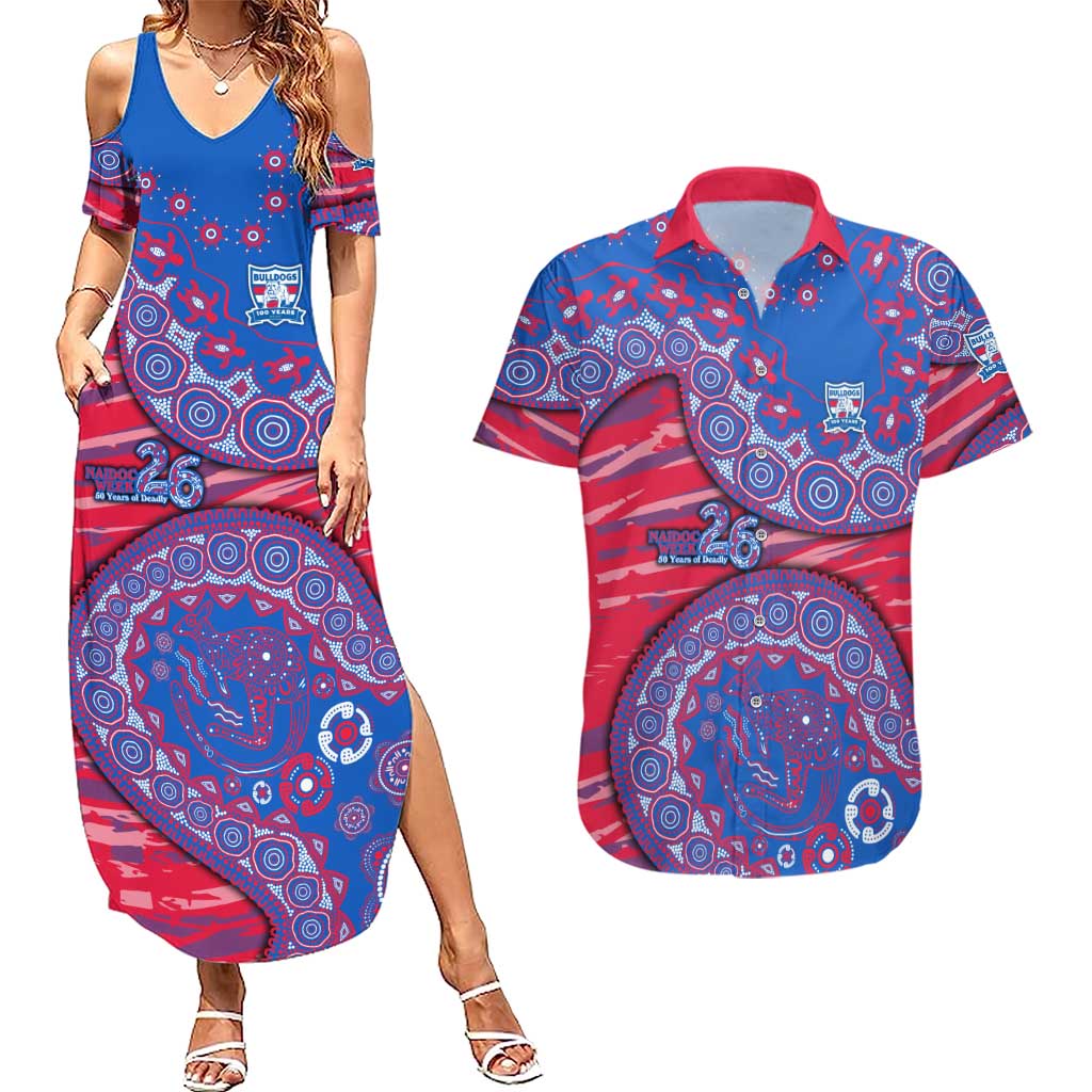 Western Bulldogs NAIDOC Week 2026 Couples Matching Summer Maxi Dress and Hawaiian Shirt Australian Aboriginal Dot Art Dreamtime Pattern Style