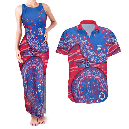 Western Bulldogs NAIDOC Week 2026 Couples Matching Tank Maxi Dress and Hawaiian Shirt Australian Aboriginal Dot Art Dreamtime Pattern Style