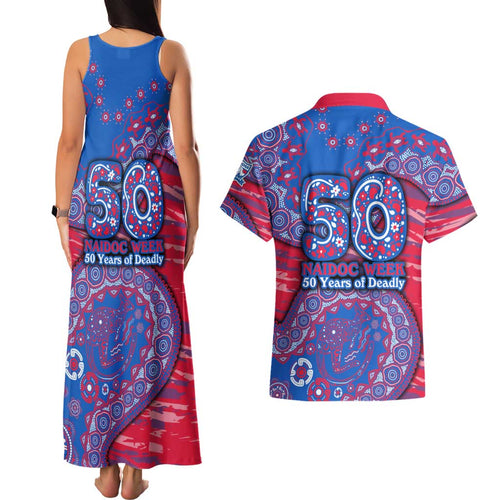 Western Bulldogs NAIDOC Week 2026 Couples Matching Tank Maxi Dress and Hawaiian Shirt Australian Aboriginal Dot Art Dreamtime Pattern Style