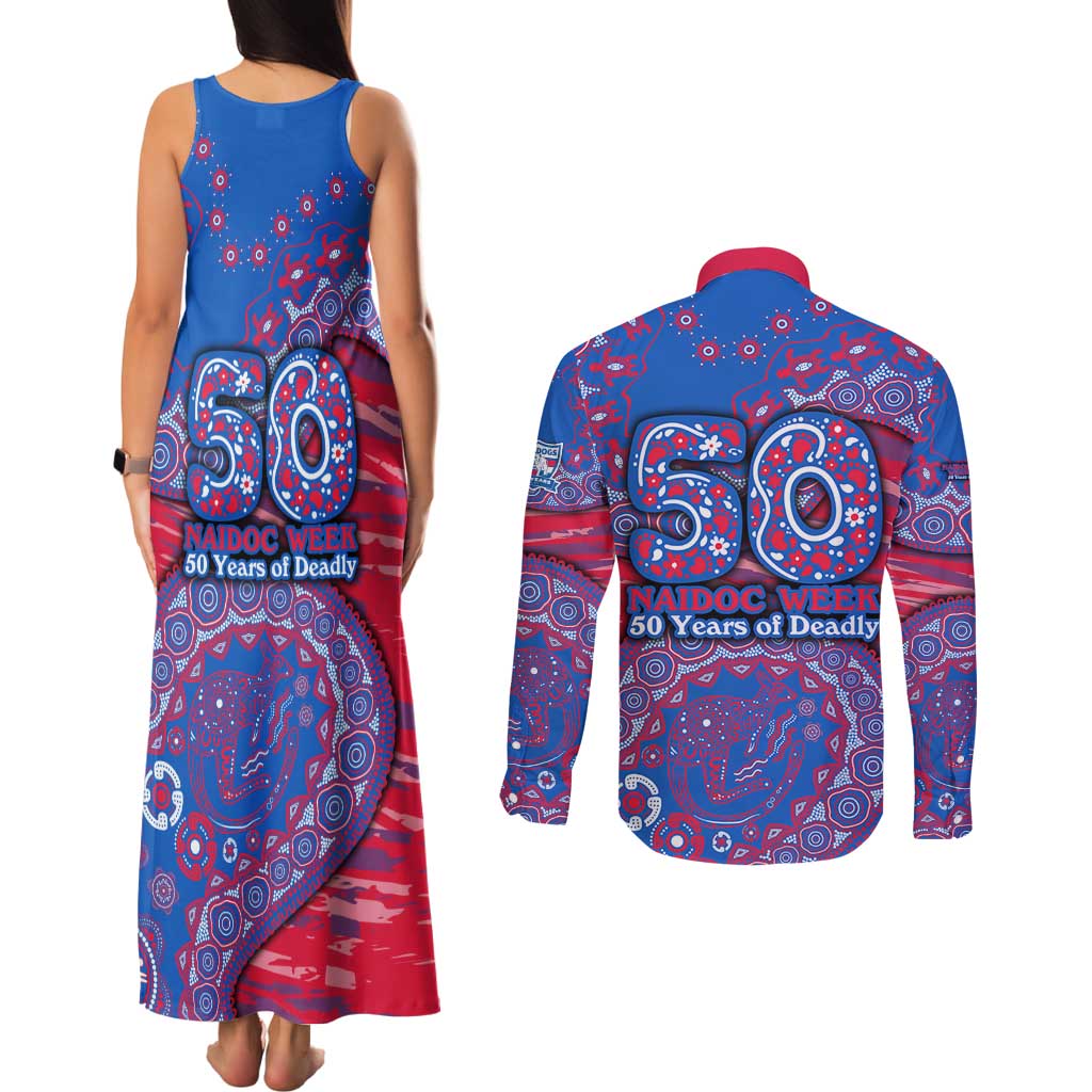 Western Bulldogs NAIDOC Week 2026 Couples Matching Tank Maxi Dress and Long Sleeve Button Shirt Australian Aboriginal Dot Art Dreamtime Pattern Style
