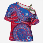 Western Bulldogs NAIDOC Week 2026 Cross Shoulder Shirt Australian Aboriginal Dot Art Dreamtime Pattern Style