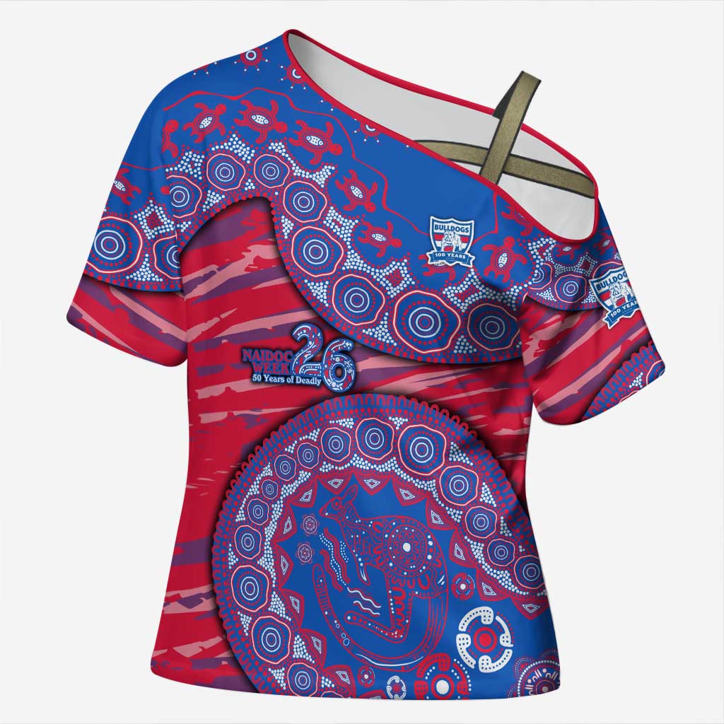 Western Bulldogs NAIDOC Week 2026 Cross Shoulder Shirt Australian Aboriginal Dot Art Dreamtime Pattern Style