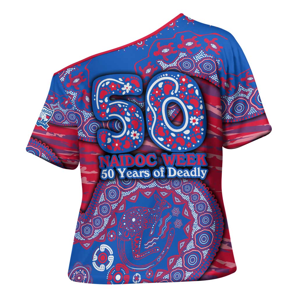 Western Bulldogs NAIDOC Week 2026 Cross Shoulder Shirt Australian Aboriginal Dot Art Dreamtime Pattern Style