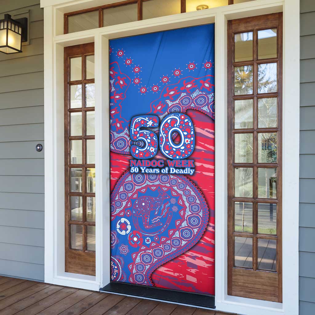 Western Bulldogs NAIDOC Week 2026 Door Cover Australian Aboriginal Dot Art Dreamtime Pattern Style