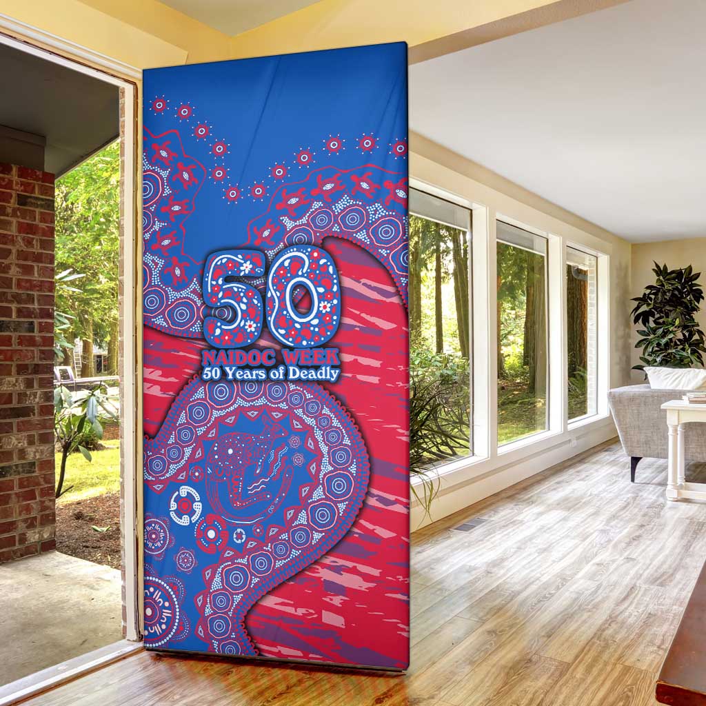Western Bulldogs NAIDOC Week 2026 Door Cover Australian Aboriginal Dot Art Dreamtime Pattern Style