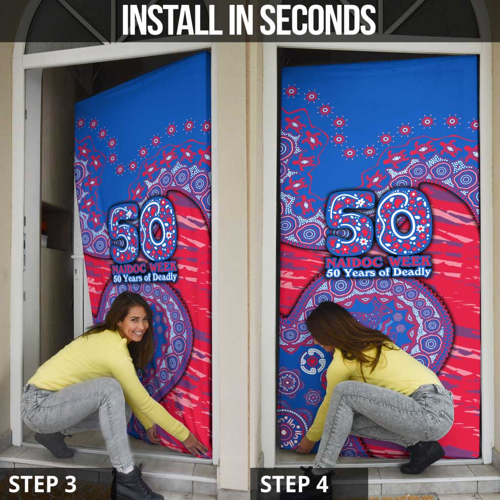 Western Bulldogs NAIDOC Week 2026 Door Cover Australian Aboriginal Dot Art Dreamtime Pattern Style