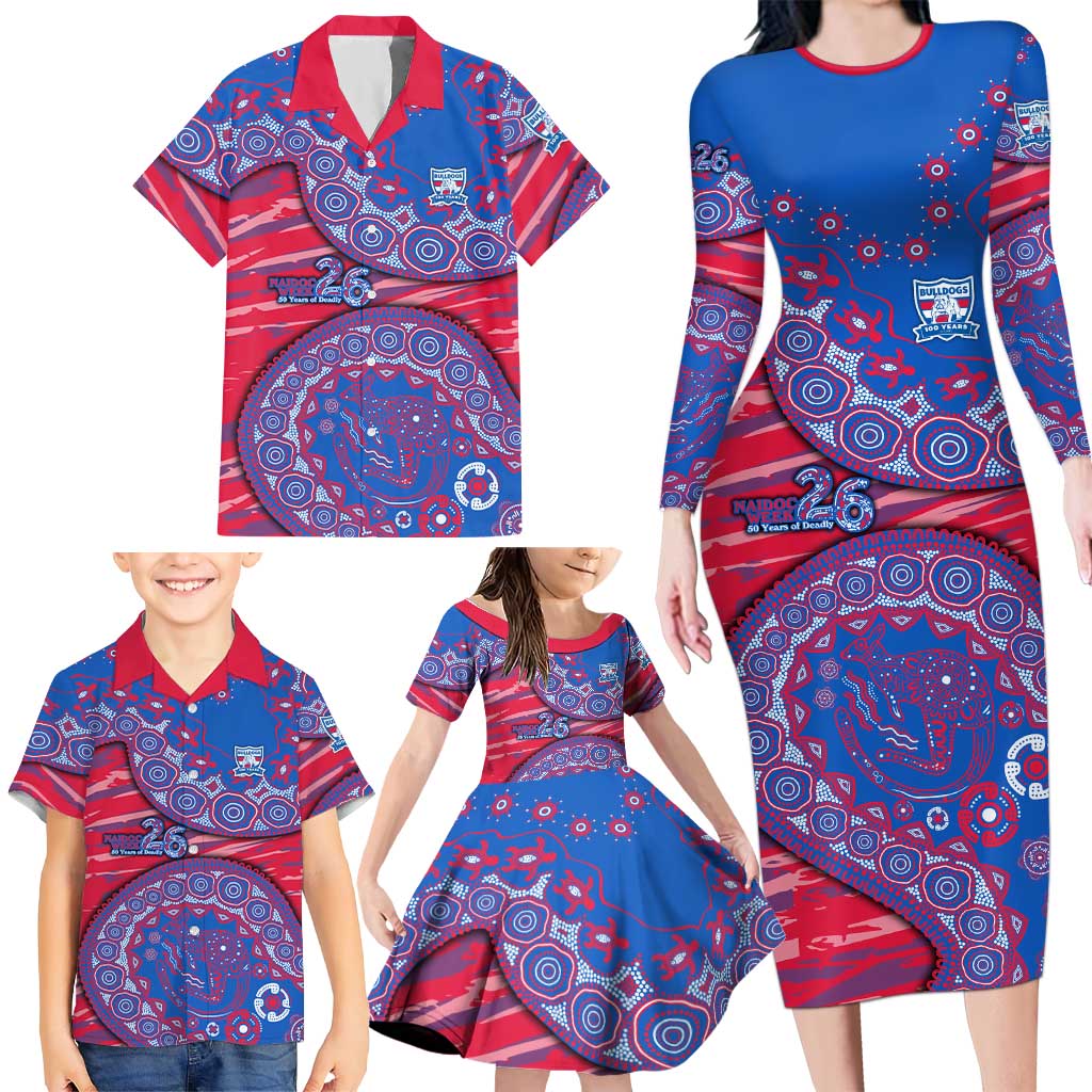 Western Bulldogs NAIDOC Week 2026 Family Matching Long Sleeve Bodycon Dress and Hawaiian Shirt Australian Aboriginal Dot Art Dreamtime Pattern Style