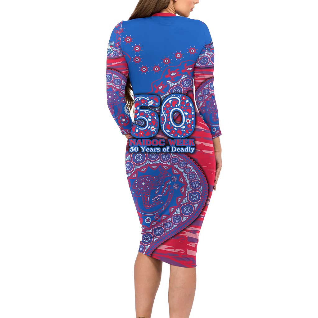 Western Bulldogs NAIDOC Week 2026 Family Matching Long Sleeve Bodycon Dress and Hawaiian Shirt Australian Aboriginal Dot Art Dreamtime Pattern Style