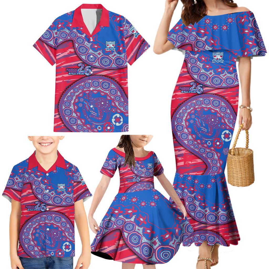 Western Bulldogs NAIDOC Week 2026 Family Matching Mermaid Dress and Hawaiian Shirt Australian Aboriginal Dot Art Dreamtime Pattern Style