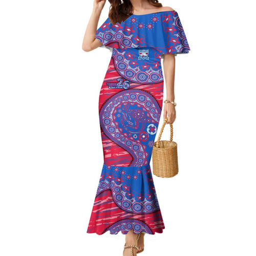 Western Bulldogs NAIDOC Week 2026 Family Matching Mermaid Dress and Hawaiian Shirt Australian Aboriginal Dot Art Dreamtime Pattern Style