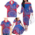 Western Bulldogs NAIDOC Week 2026 Family Matching Off The Shoulder Long Sleeve Dress and Hawaiian Shirt Australian Aboriginal Dot Art Dreamtime Pattern Style