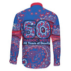 Western Bulldogs NAIDOC Week 2026 Family Matching Off The Shoulder Long Sleeve Dress and Hawaiian Shirt Australian Aboriginal Dot Art Dreamtime Pattern Style