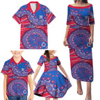 Western Bulldogs NAIDOC Week 2026 Family Matching Puletasi and Hawaiian Shirt Australian Aboriginal Dot Art Dreamtime Pattern Style