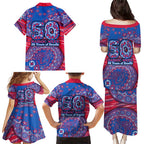 Western Bulldogs NAIDOC Week 2026 Family Matching Puletasi and Hawaiian Shirt Australian Aboriginal Dot Art Dreamtime Pattern Style