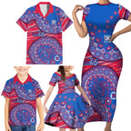 Western Bulldogs NAIDOC Week 2026 Family Matching Short Sleeve Bodycon Dress and Hawaiian Shirt Australian Aboriginal Dot Art Dreamtime Pattern Style