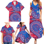 Western Bulldogs NAIDOC Week 2026 Family Matching Summer Maxi Dress and Hawaiian Shirt Australian Aboriginal Dot Art Dreamtime Pattern Style