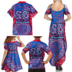 Western Bulldogs NAIDOC Week 2026 Family Matching Summer Maxi Dress and Hawaiian Shirt Australian Aboriginal Dot Art Dreamtime Pattern Style