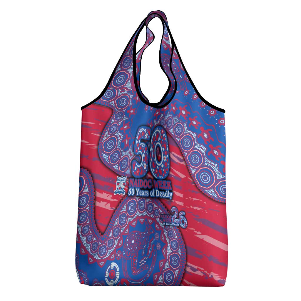 Western Bulldogs NAIDOC Week 2026 Grocery Bag Australian Aboriginal Dot Art Dreamtime Pattern Style