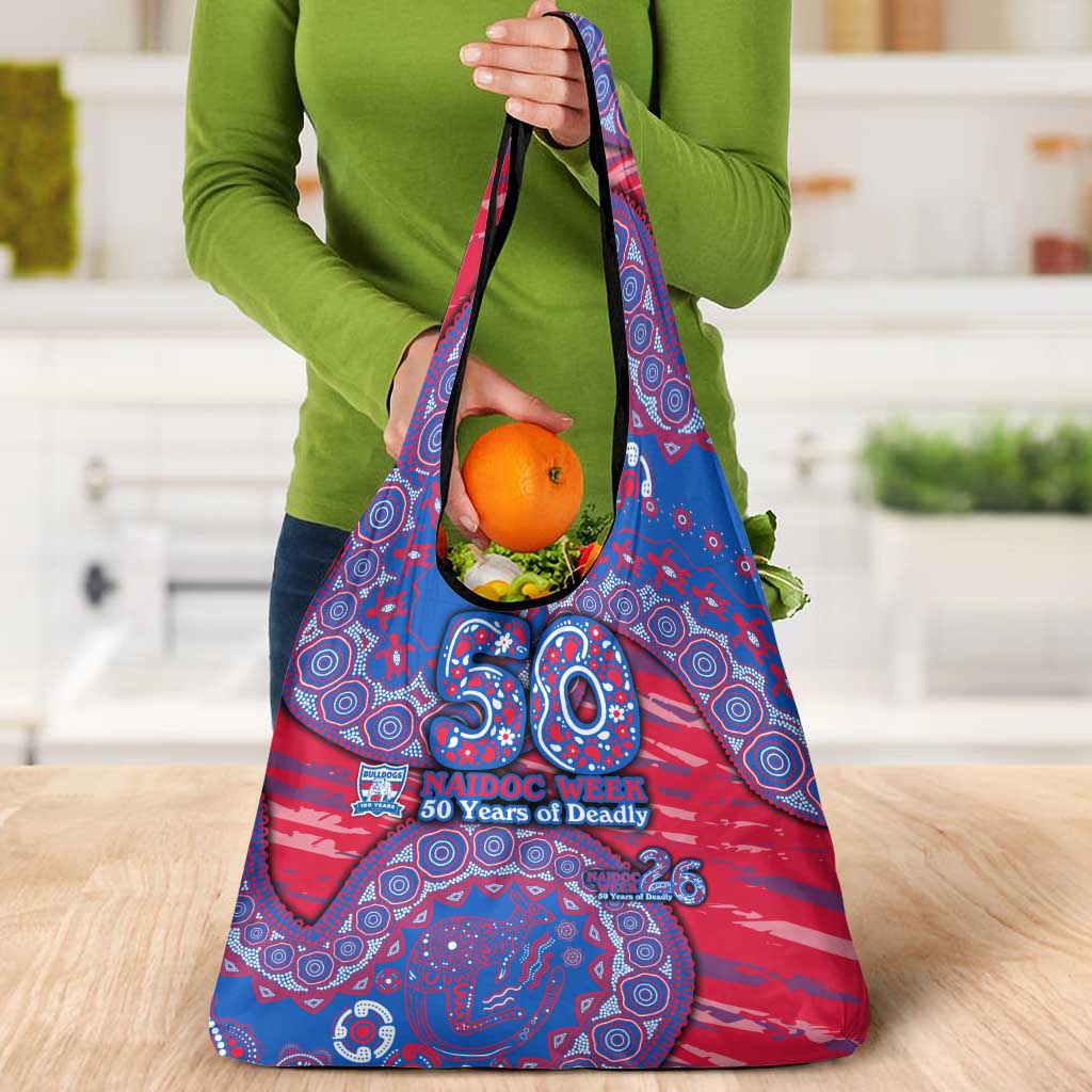 Western Bulldogs NAIDOC Week 2026 Grocery Bag Australian Aboriginal Dot Art Dreamtime Pattern Style