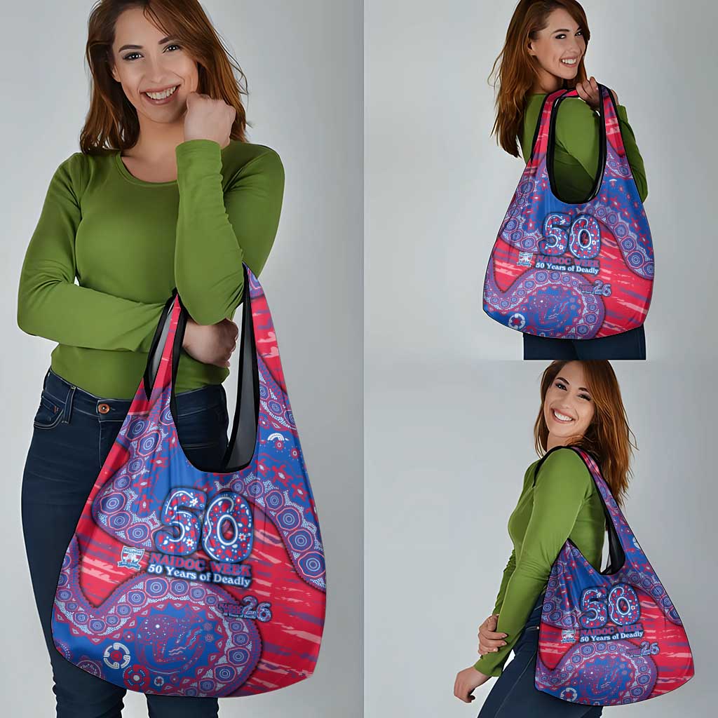 Western Bulldogs NAIDOC Week 2026 Grocery Bag Australian Aboriginal Dot Art Dreamtime Pattern Style