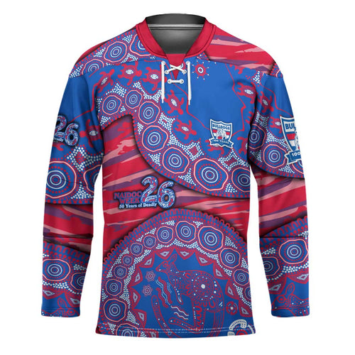 Western Bulldogs NAIDOC Week 2026 Hockey Jersey Australian Aboriginal Dot Art Dreamtime Pattern Style