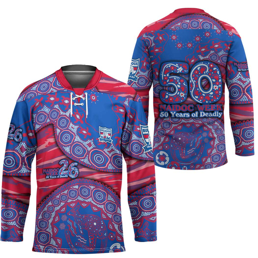 Western Bulldogs NAIDOC Week 2026 Hockey Jersey Australian Aboriginal Dot Art Dreamtime Pattern Style