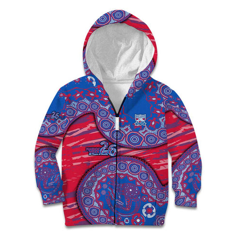 Western Bulldogs NAIDOC Week 2026 Kid Hoodie Australian Aboriginal Dot Art Dreamtime Pattern Style