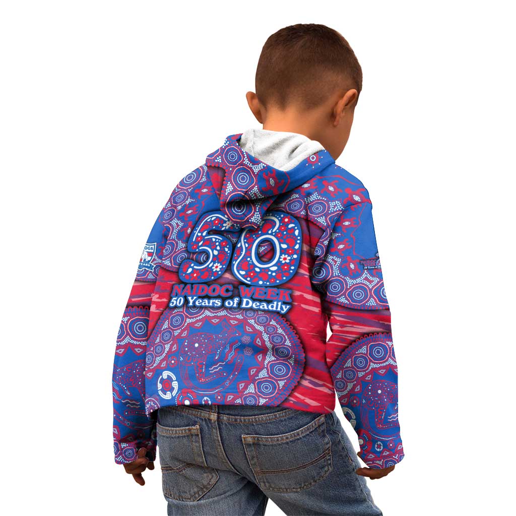 Western Bulldogs NAIDOC Week 2026 Kid Hoodie Australian Aboriginal Dot Art Dreamtime Pattern Style