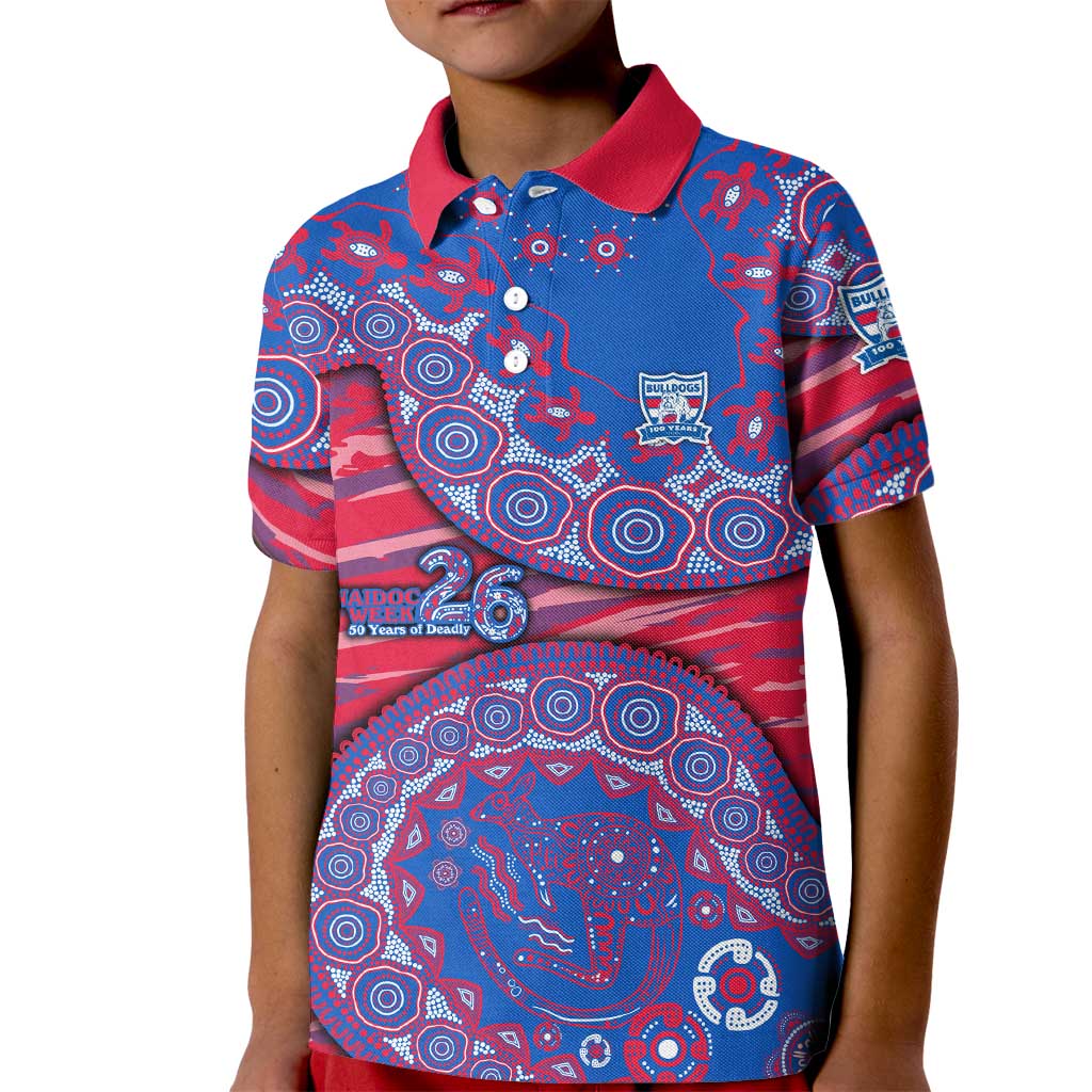 Western Bulldogs NAIDOC Week 2026 Kid Polo Shirt Australian Aboriginal Dot Art Dreamtime Pattern Style