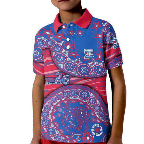 Western Bulldogs NAIDOC Week 2026 Kid Polo Shirt Australian Aboriginal Dot Art Dreamtime Pattern Style