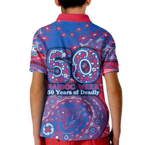 Western Bulldogs NAIDOC Week 2026 Kid Polo Shirt Australian Aboriginal Dot Art Dreamtime Pattern Style