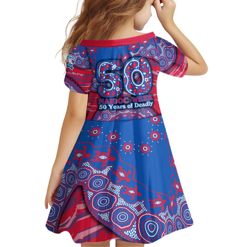 Western Bulldogs NAIDOC Week 2026 Kid Short Sleeve Dress Australian Aboriginal Dot Art Dreamtime Pattern Style