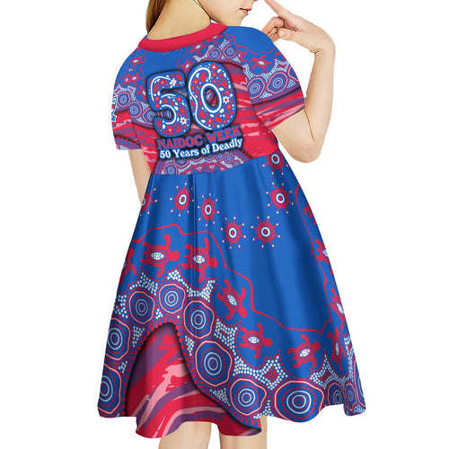 Western Bulldogs NAIDOC Week 2026 Kid Short Sleeve Dress Australian Aboriginal Dot Art Dreamtime Pattern Style