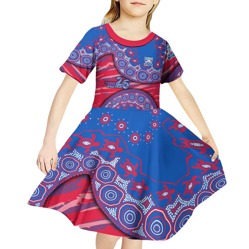 Western Bulldogs NAIDOC Week 2026 Kid Short Sleeve Dress Australian Aboriginal Dot Art Dreamtime Pattern Style