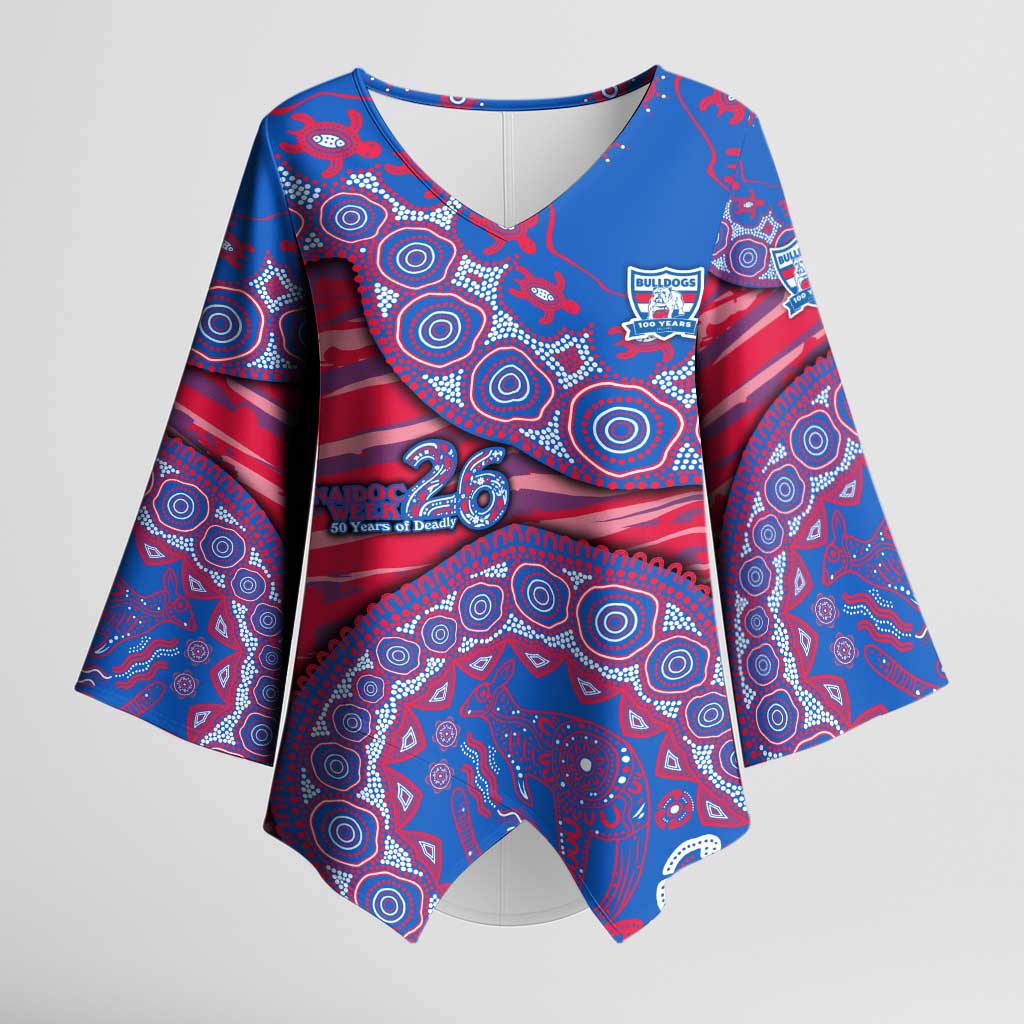 Western Bulldogs NAIDOC Week 2026 Kimono Sleeve Blouse Australian Aboriginal Dot Art Dreamtime Pattern Style