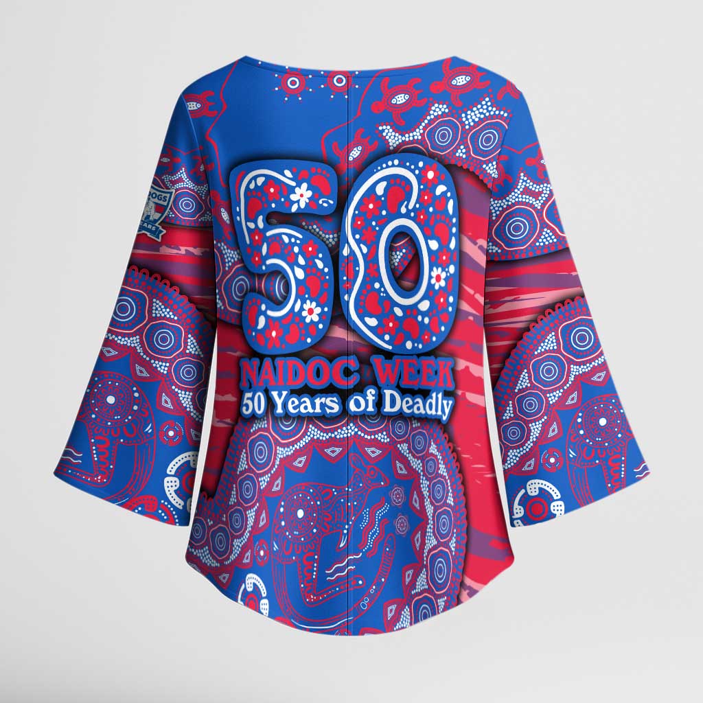 Western Bulldogs NAIDOC Week 2026 Kimono Sleeve Blouse Australian Aboriginal Dot Art Dreamtime Pattern Style