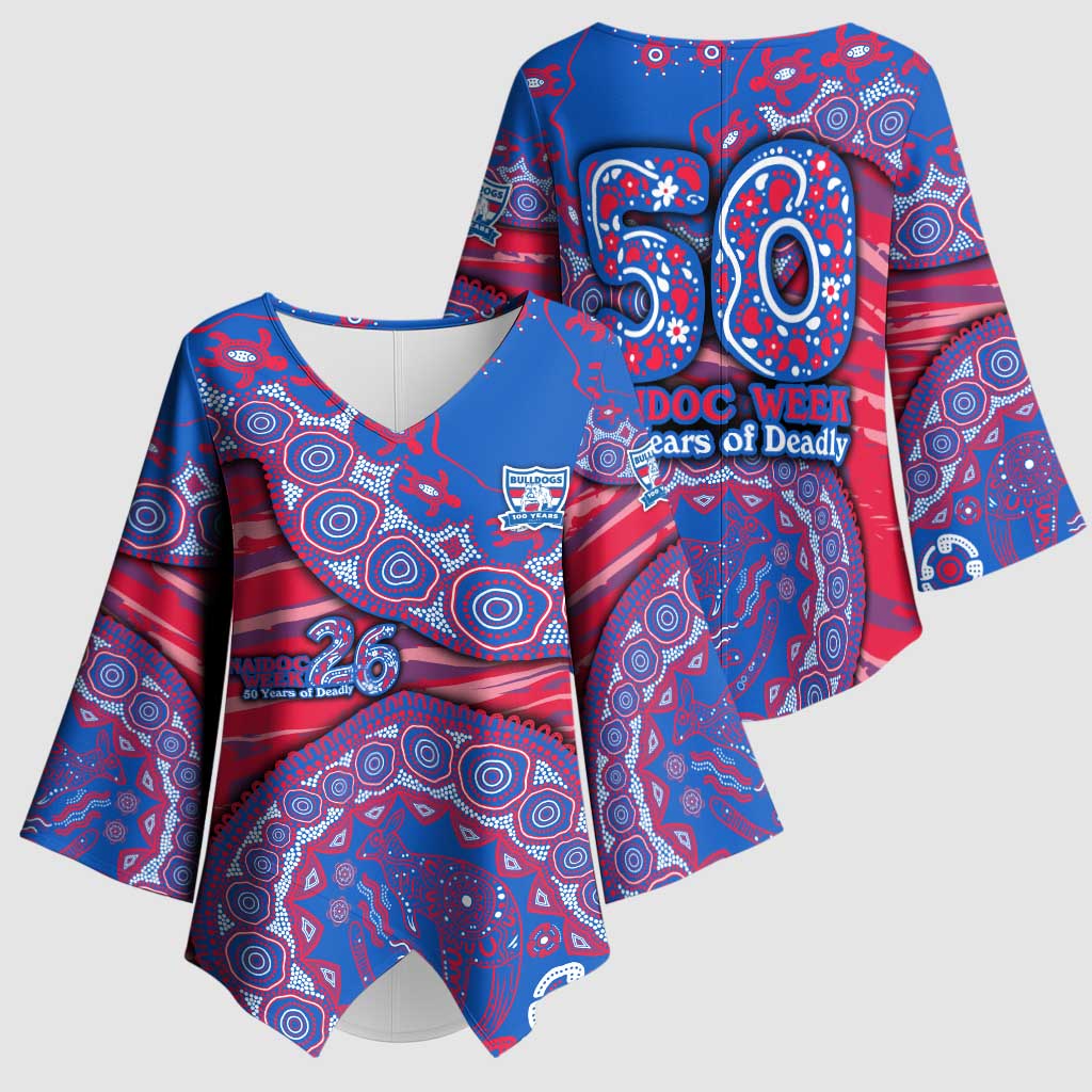 Western Bulldogs NAIDOC Week 2026 Kimono Sleeve Blouse Australian Aboriginal Dot Art Dreamtime Pattern Style