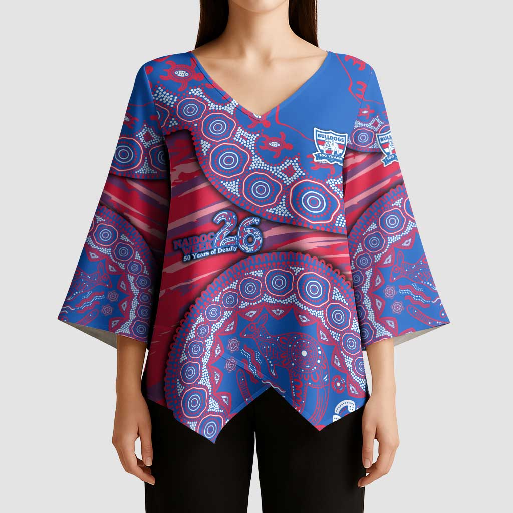 Western Bulldogs NAIDOC Week 2026 Kimono Sleeve Blouse Australian Aboriginal Dot Art Dreamtime Pattern Style