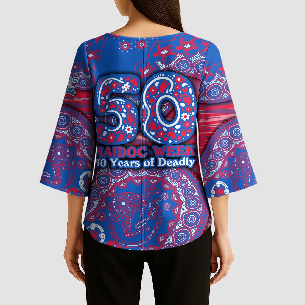 Western Bulldogs NAIDOC Week 2026 Kimono Sleeve Blouse Australian Aboriginal Dot Art Dreamtime Pattern Style
