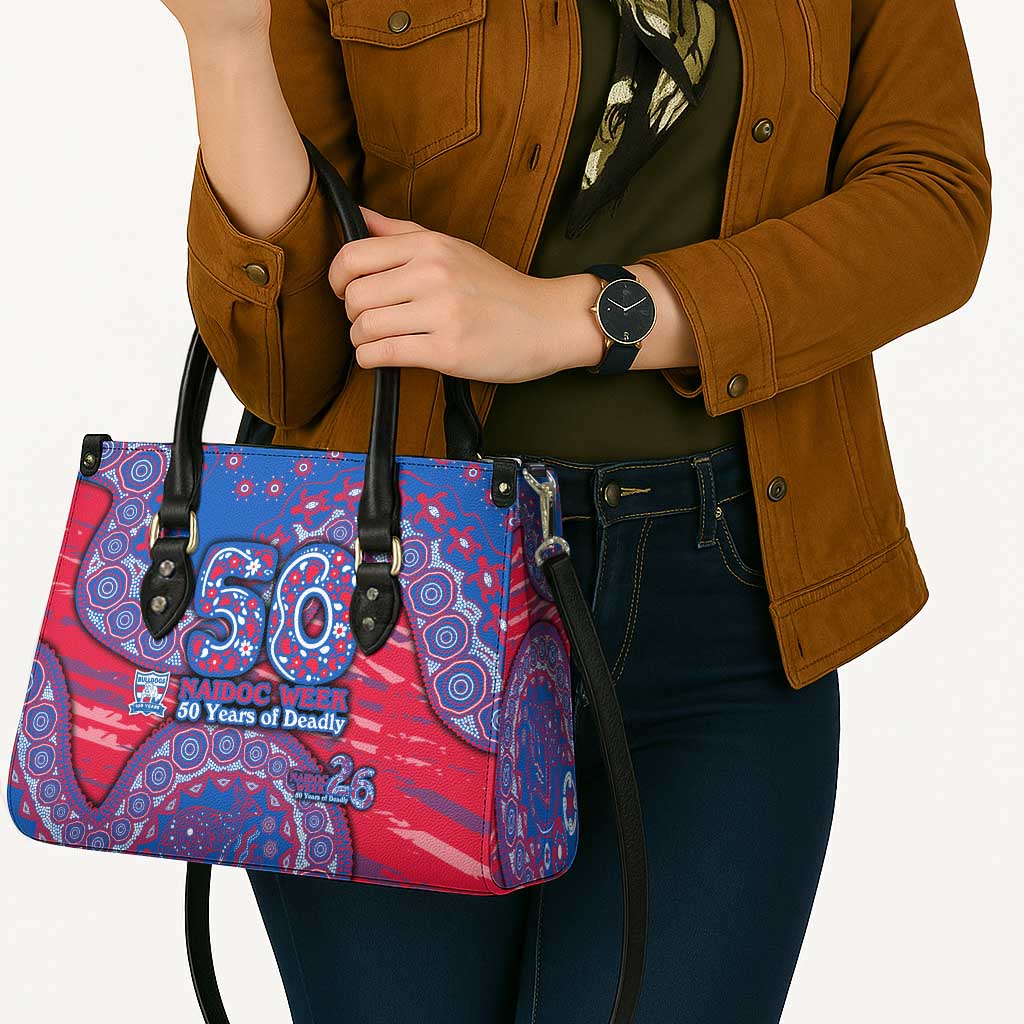 Western Bulldogs NAIDOC Week 2026 Leather Bag Australian Aboriginal Dot Art Dreamtime Pattern Style