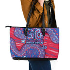 Western Bulldogs NAIDOC Week 2026 Leather Tote Bag Australian Aboriginal Dot Art Dreamtime Pattern Style